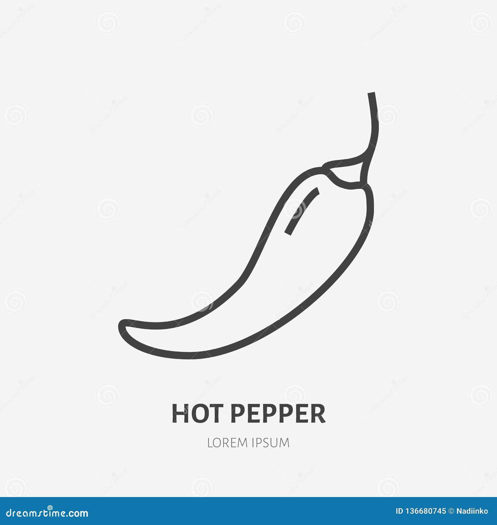 hot chili pepper flat line icon.  thin sign of spicy food, mexican cafe logo. spice  for restaurant