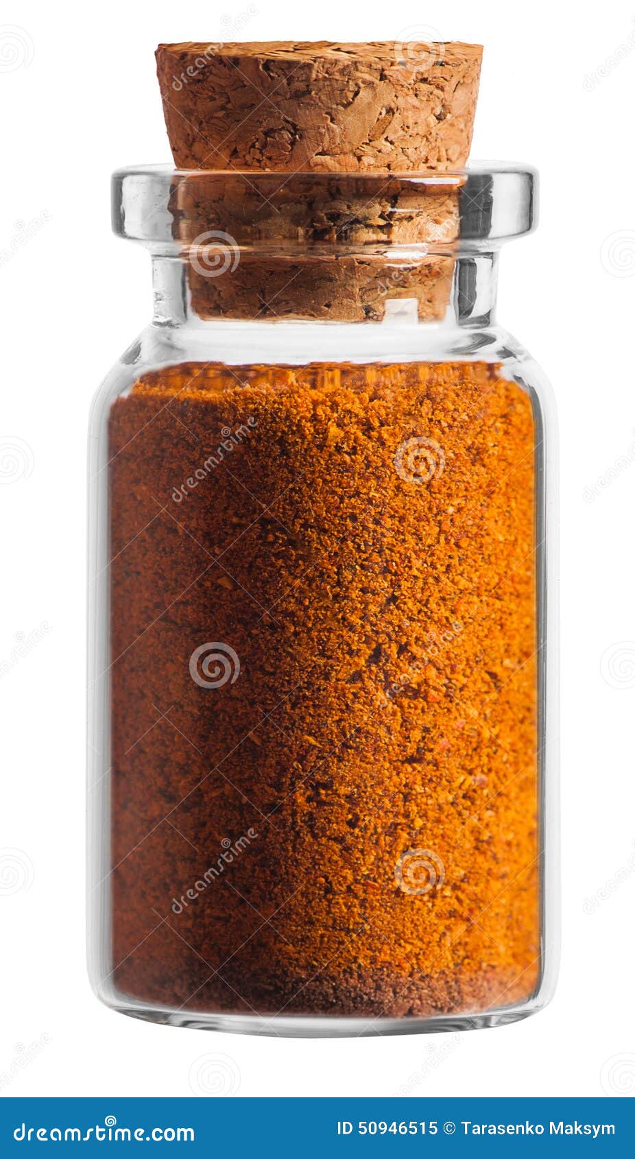 Hot Chilli Pepper Spice in a Little Bottle Isolated on White Stock