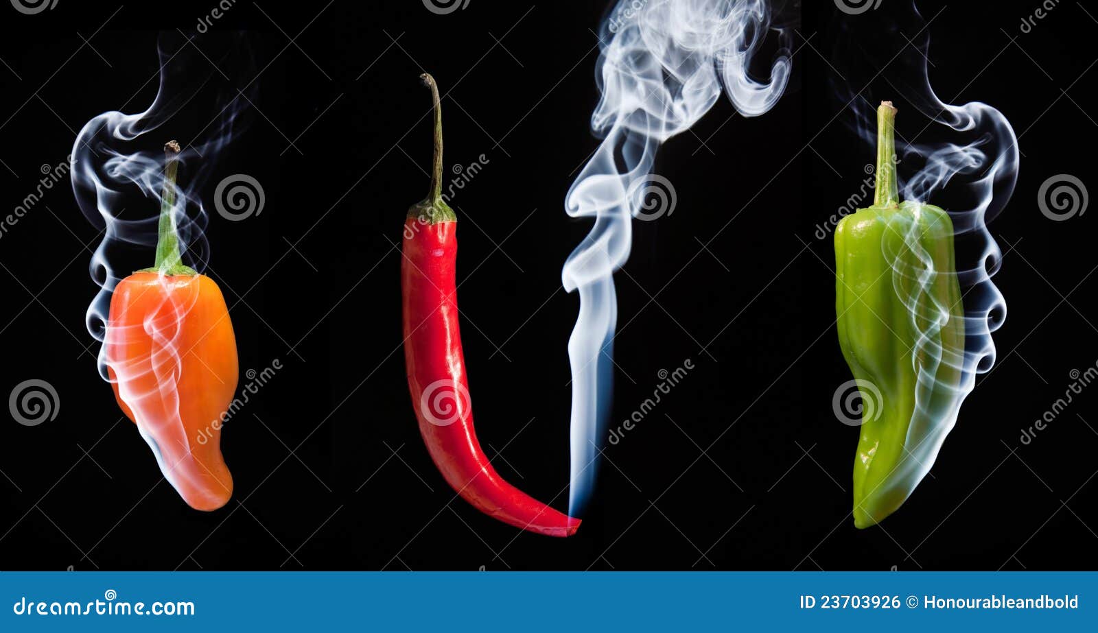 Hot Chilli Peppers with Smoke Coming Out of End Stock Photo Image of