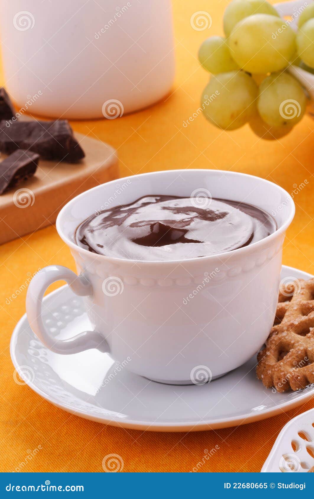 Hot Chocolate with Biscuits and Fruits Stock Image - Image of rink ...