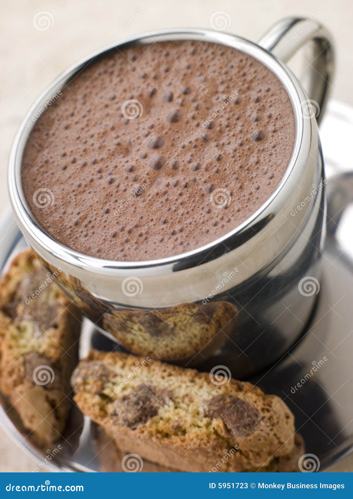 hot chocolate florentine with chocolate biscotti