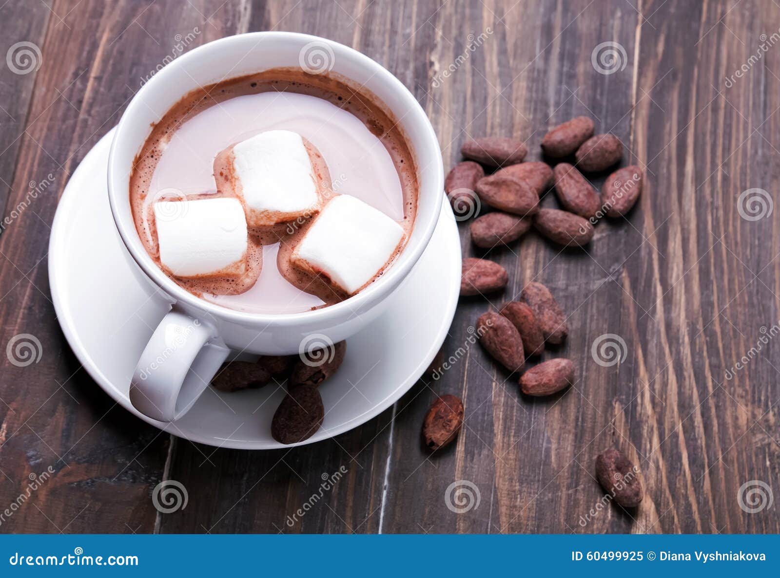 Hot Chocolate with Marshmallows and Cocoa Beans Stock Image - Image of ...