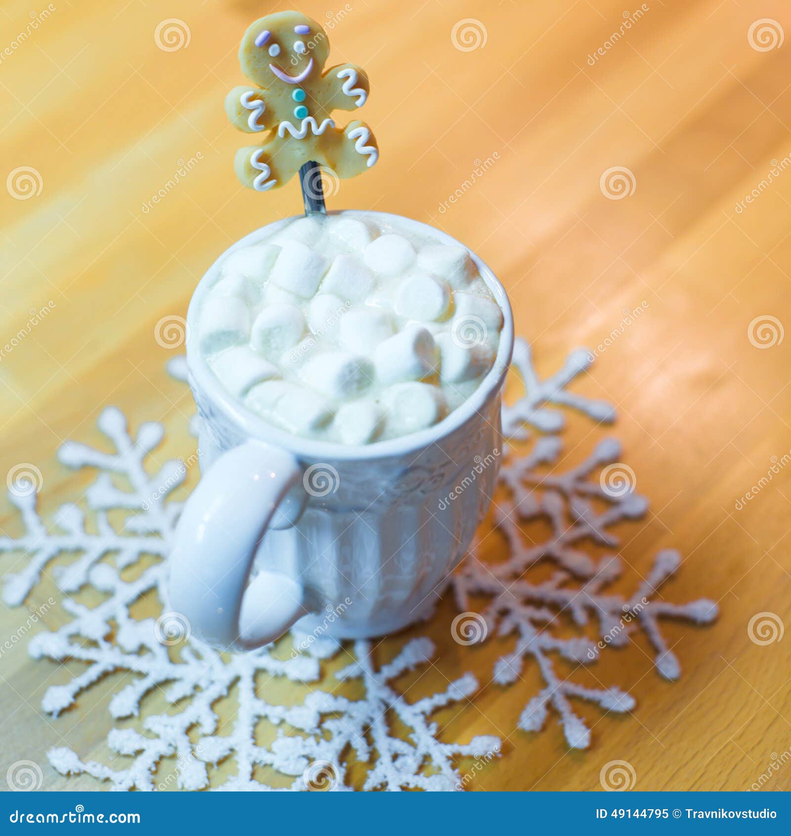 Hot Chocolate with Marshmallows and Cute Tea Spoon Stock Image Image