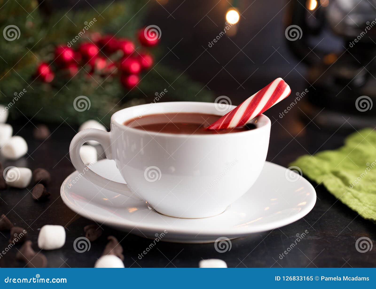 Hot Chocolate on a Table Set for the Holidays Stock Image - Image of ...