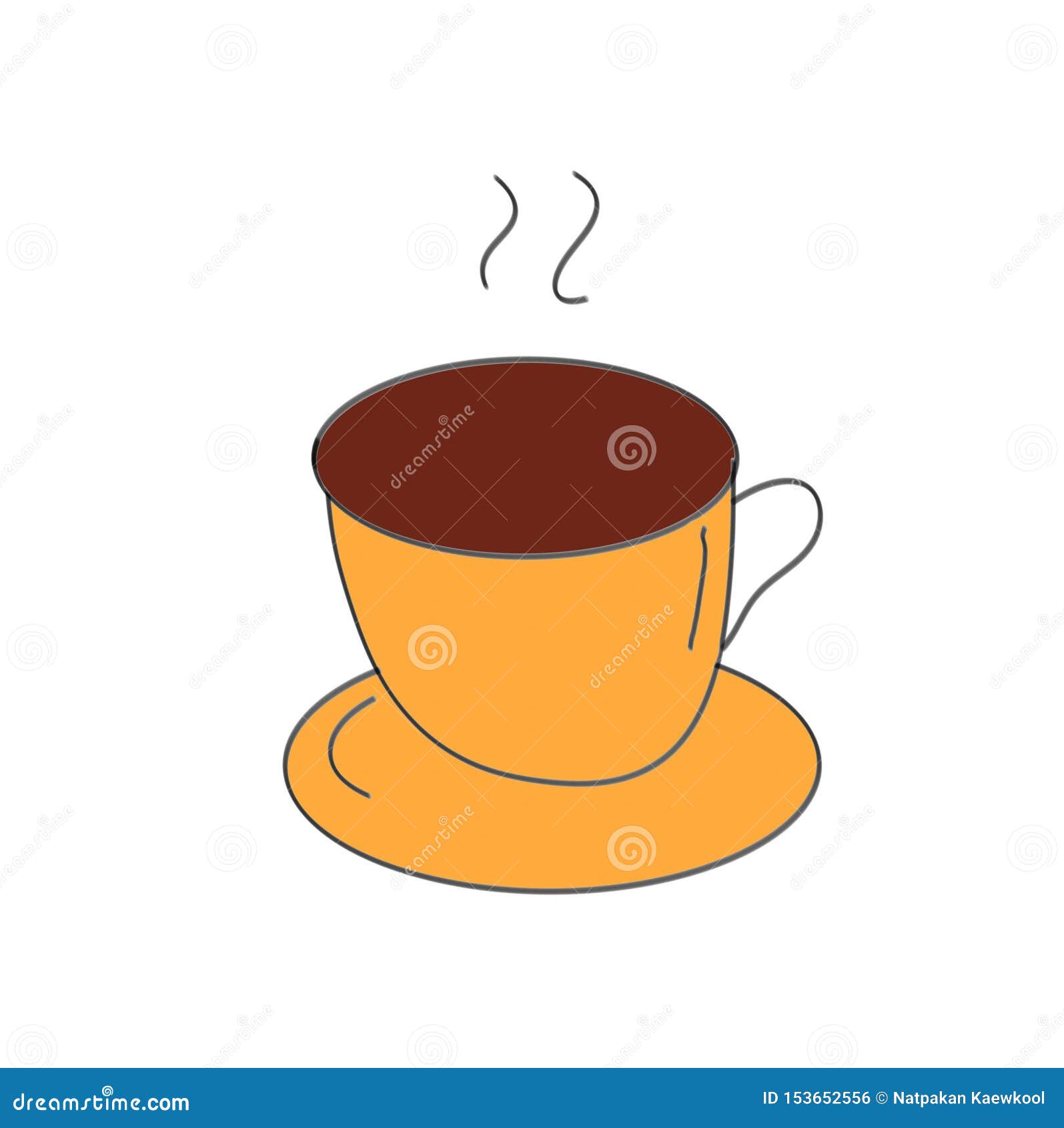 Hot Coffee Drawing in Yellow Cup Stock Illustration Illustration of