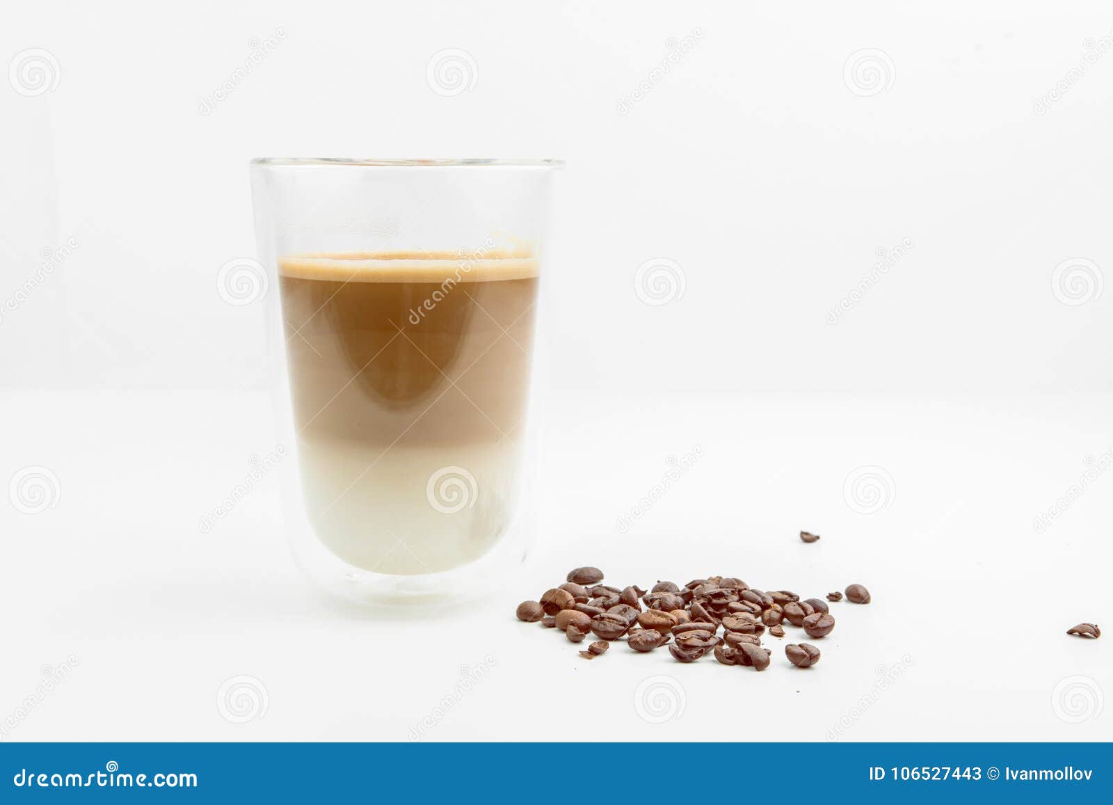 Hot Coffee Drink with Milk with Coffee Beans Stock Image - Image of