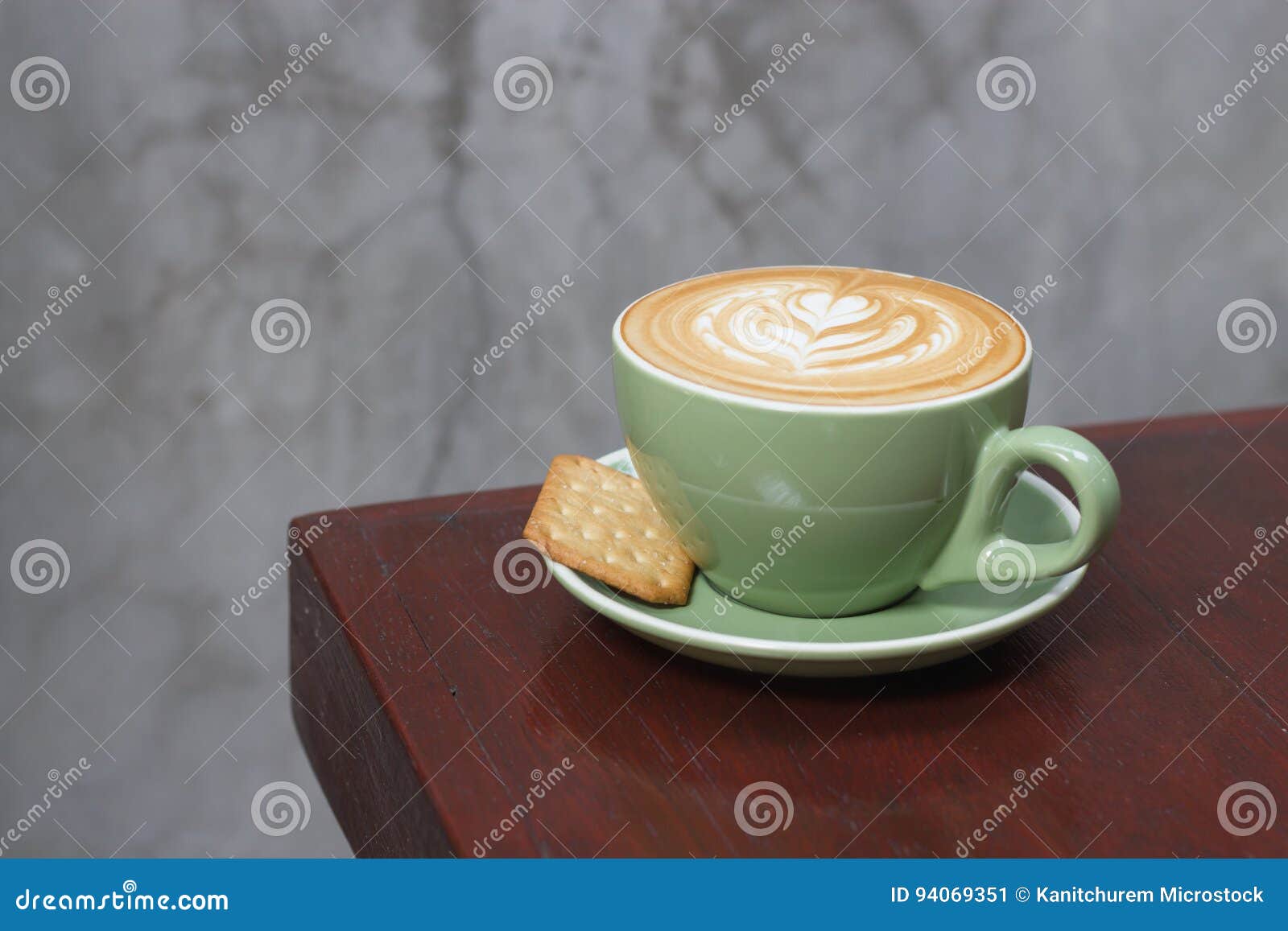 Hot Coffee Latte with Beautiful Latte Art Stock Image Image of