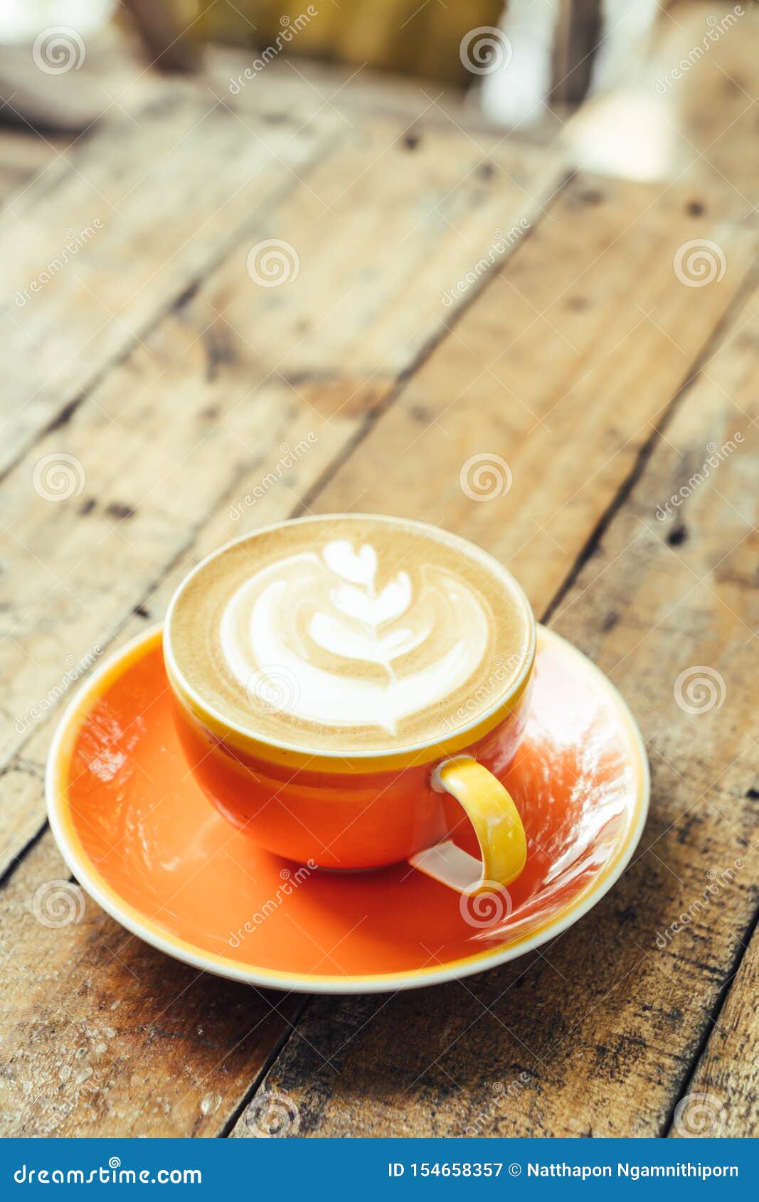Hot coffee latte stock image. Image of morning, table 154658357