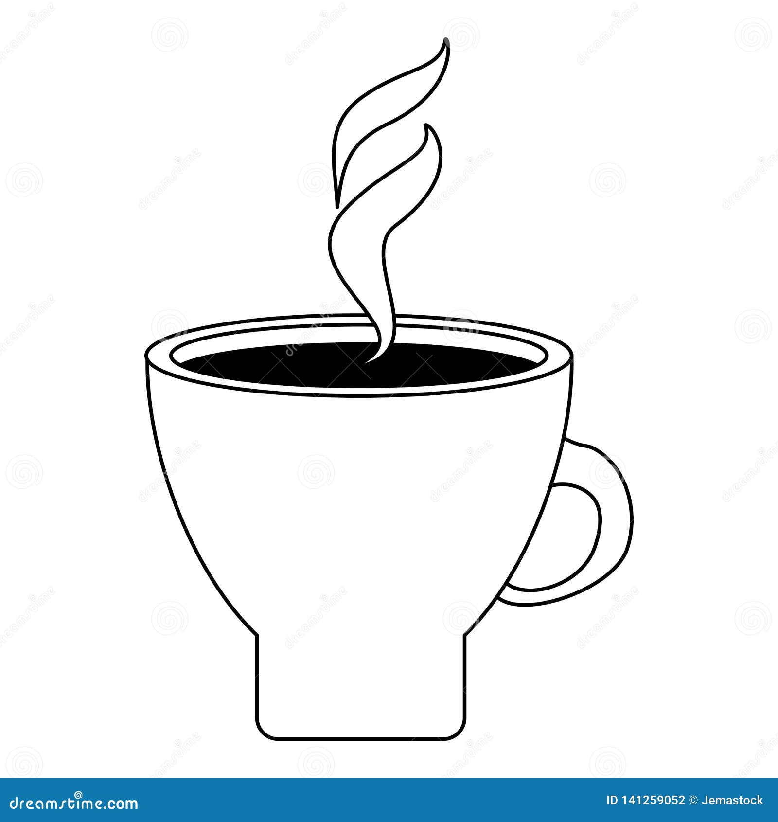 Hot Coffee Mug Isolated in Black and White Stock Vector - Illustration
