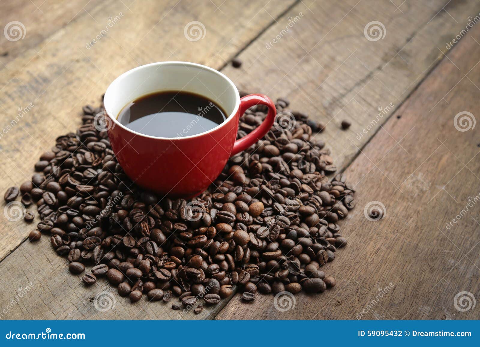 Hot Coffee on Red Cup on Wood Table Stock Photo Image of beverage