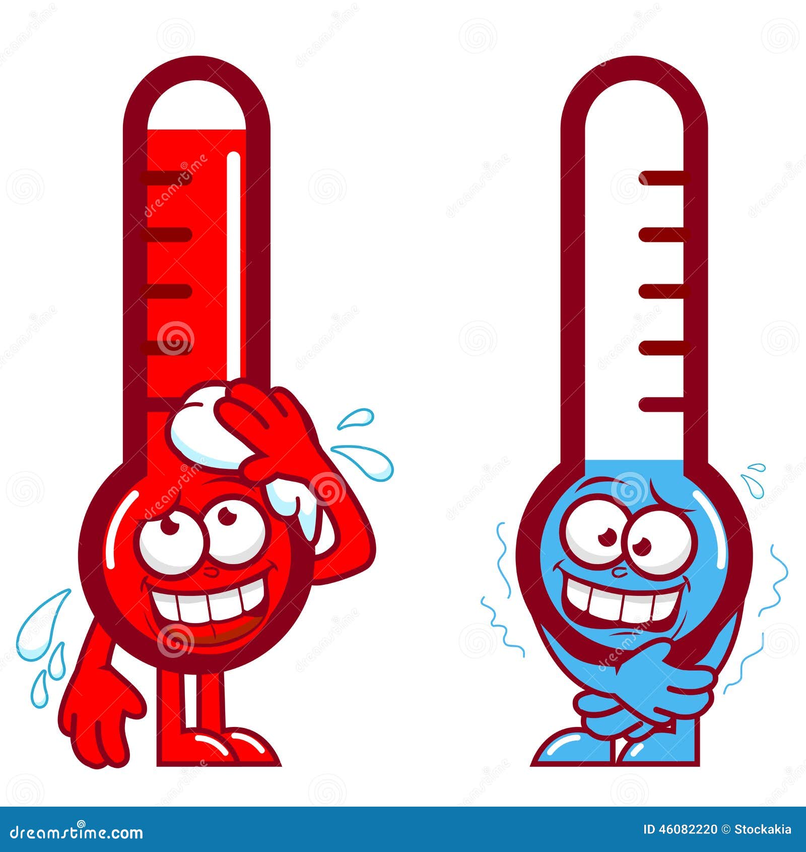 Hot and Cold Cartoon Thermometers Stock Vector - Illustration of winter,  celsius: 46082220