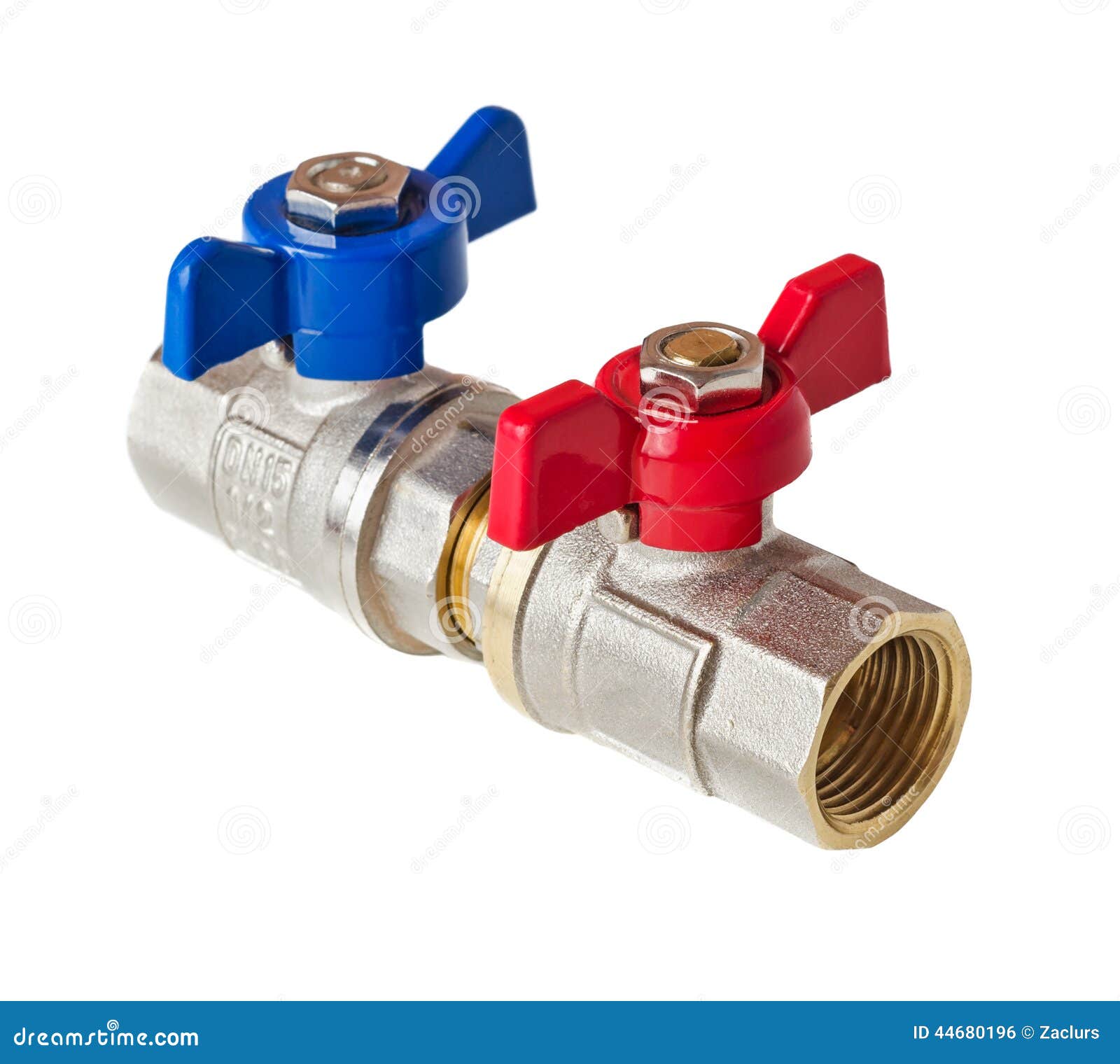 Hot and cold water valves stock photo. Image of installing 44680196