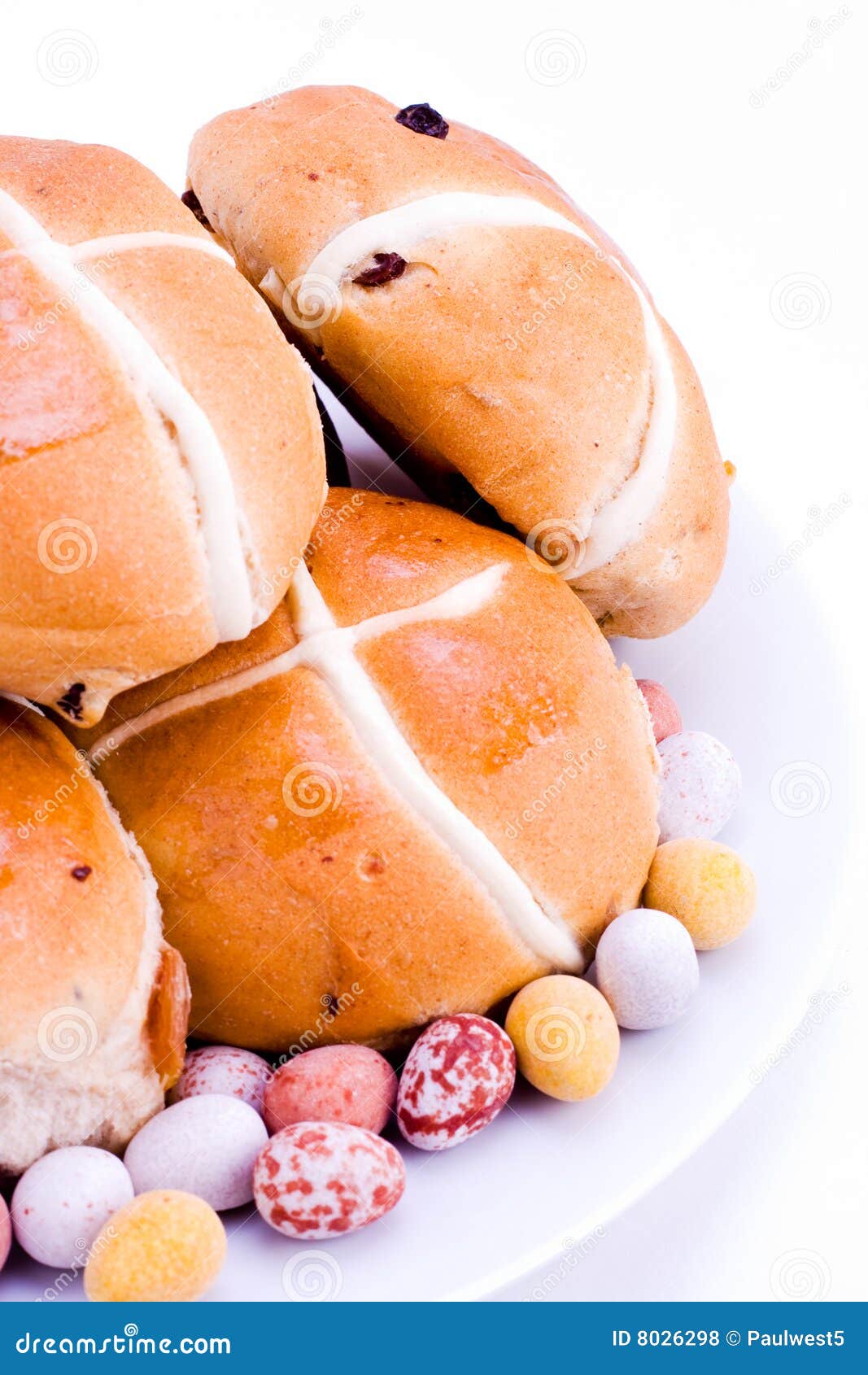 Hot Cross Buns with Easter Eggs Stock Photo Image of flavor, sweet