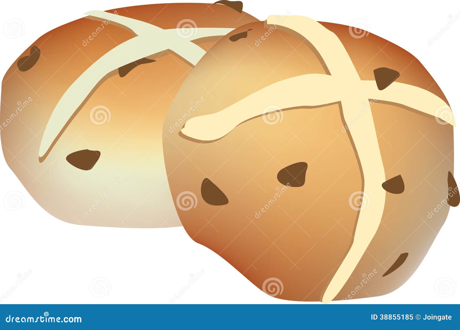 hot cross buns  on white background