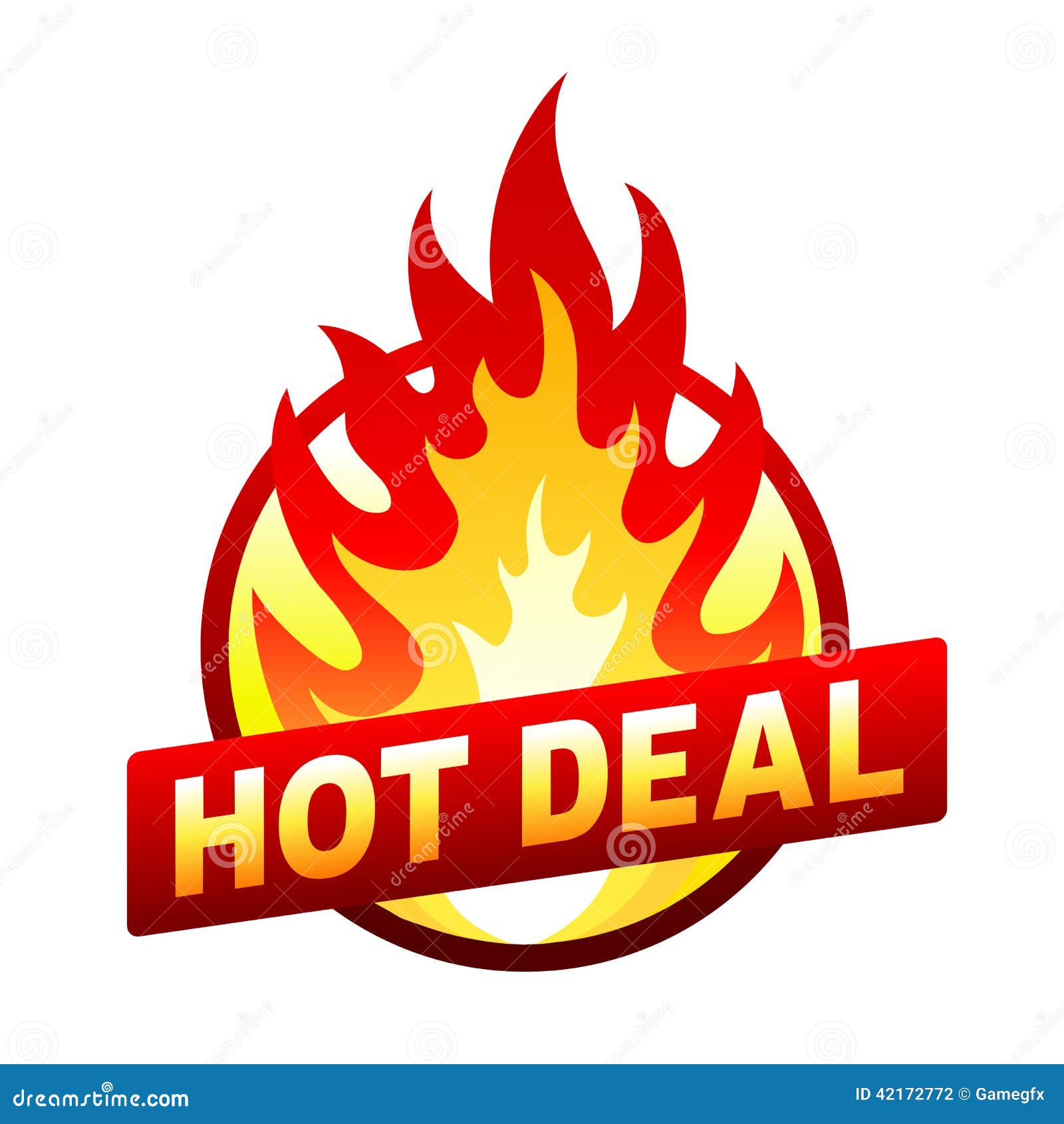 Hot Deal Fire Badge, Price Sticker, Flame Stock Vector