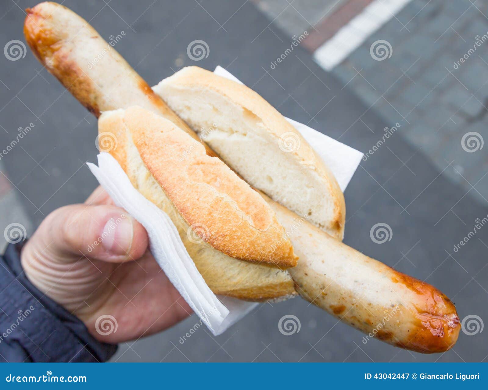 Hot dog with a big sausage stock image. Image of meal 43042447