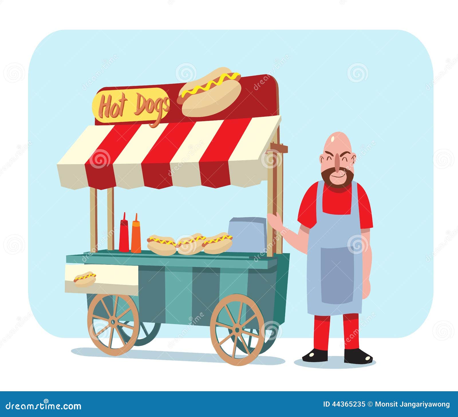 Hot Dog Cart With Shop Owner Vector Illustration Illustration 44365235 - Megapixl Hot Dog Cart With Shop Owner Vector Illustration Illustration 44365235 - Megapixl