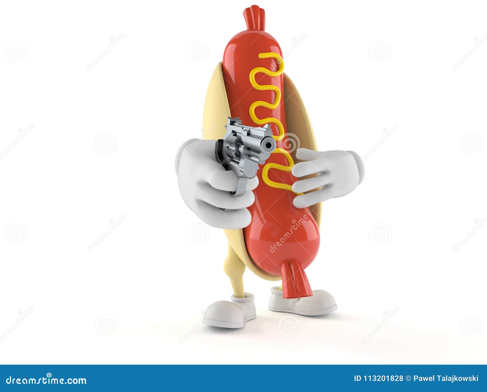 Hot Dog Character Aiming a Gun Stock Illustration - Illustration of  fastfood, food: 113201828