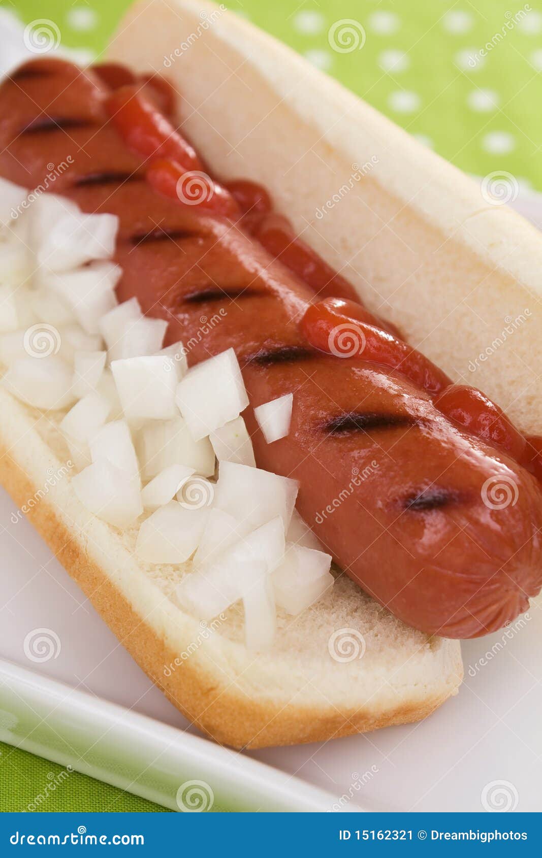 Hot Dog with Ketchup and Onions Stock Image Image of catsup, fast