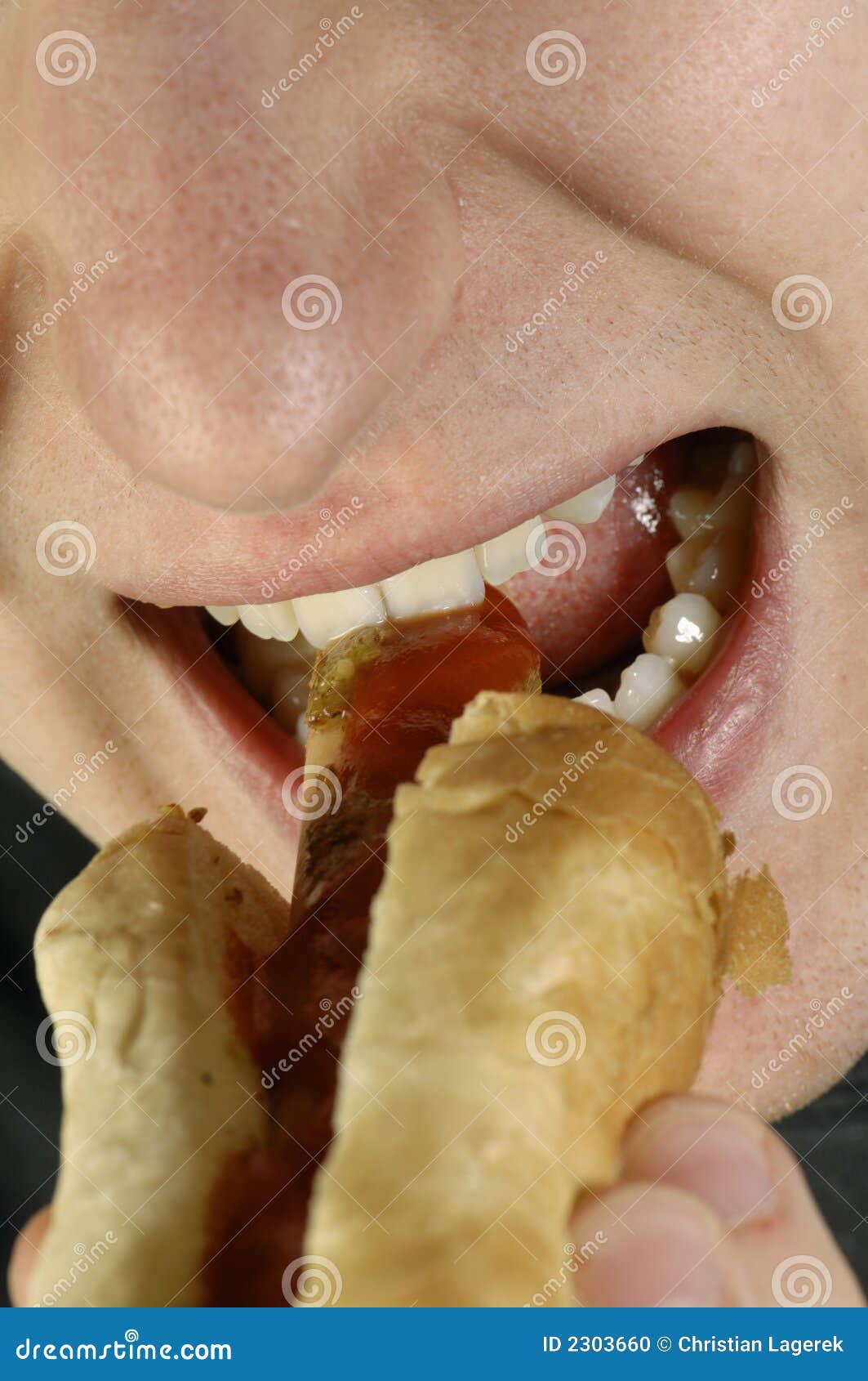 Hotdog and mouth stock photo. Image of snack, face, life 2303660