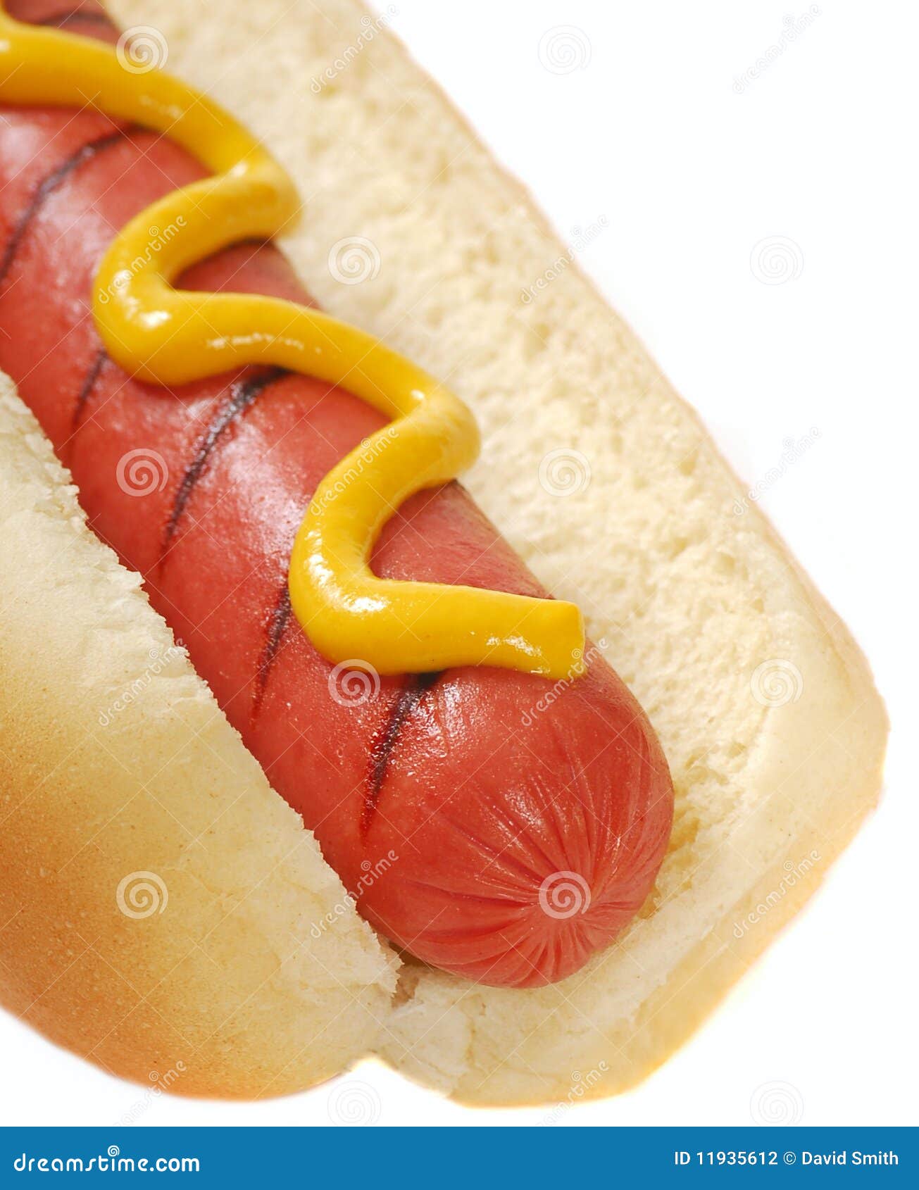 Hot dog with mustard stock photo. Image of summer, delicious 11935612