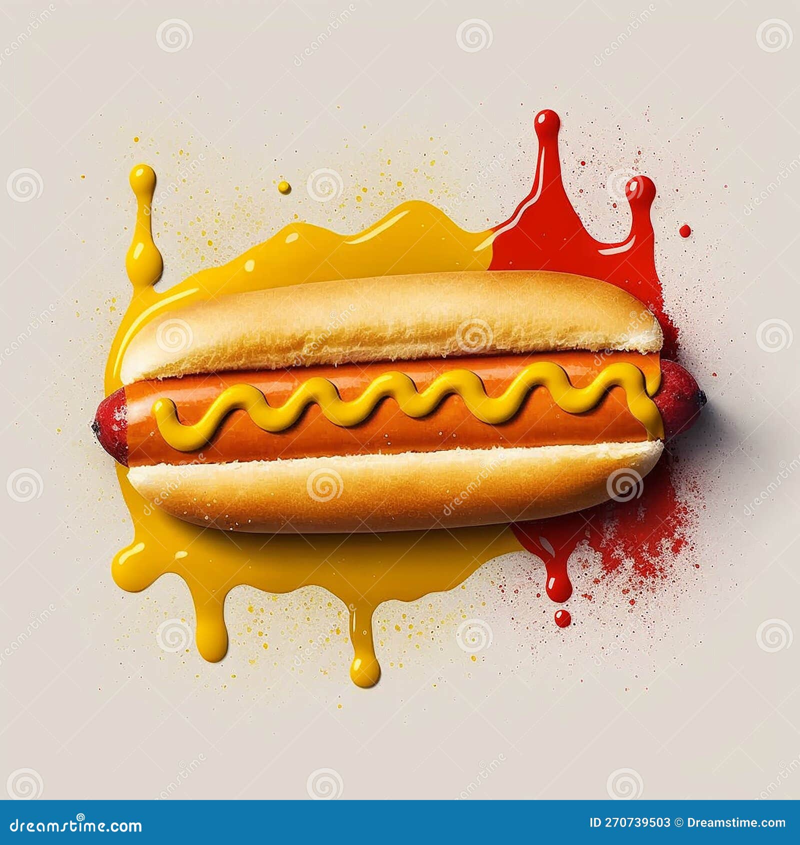 Hot Dog with Mustard and Ketchup Stock Illustration Illustration of