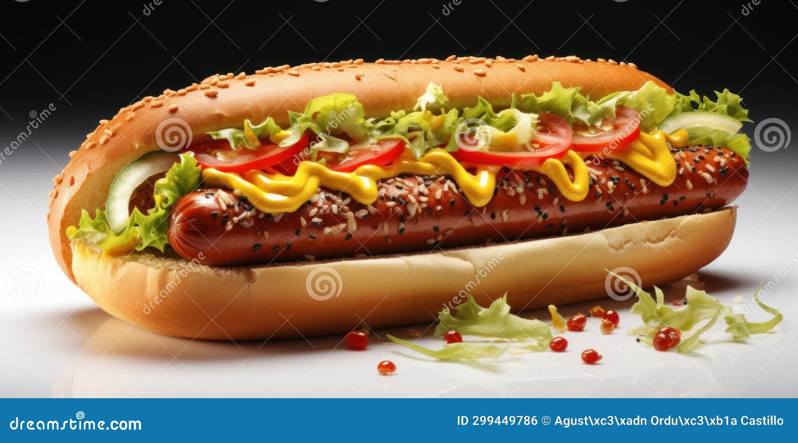Hot Dog with Mustard and Tomato Ketchup. Stock Photo Image of tasty