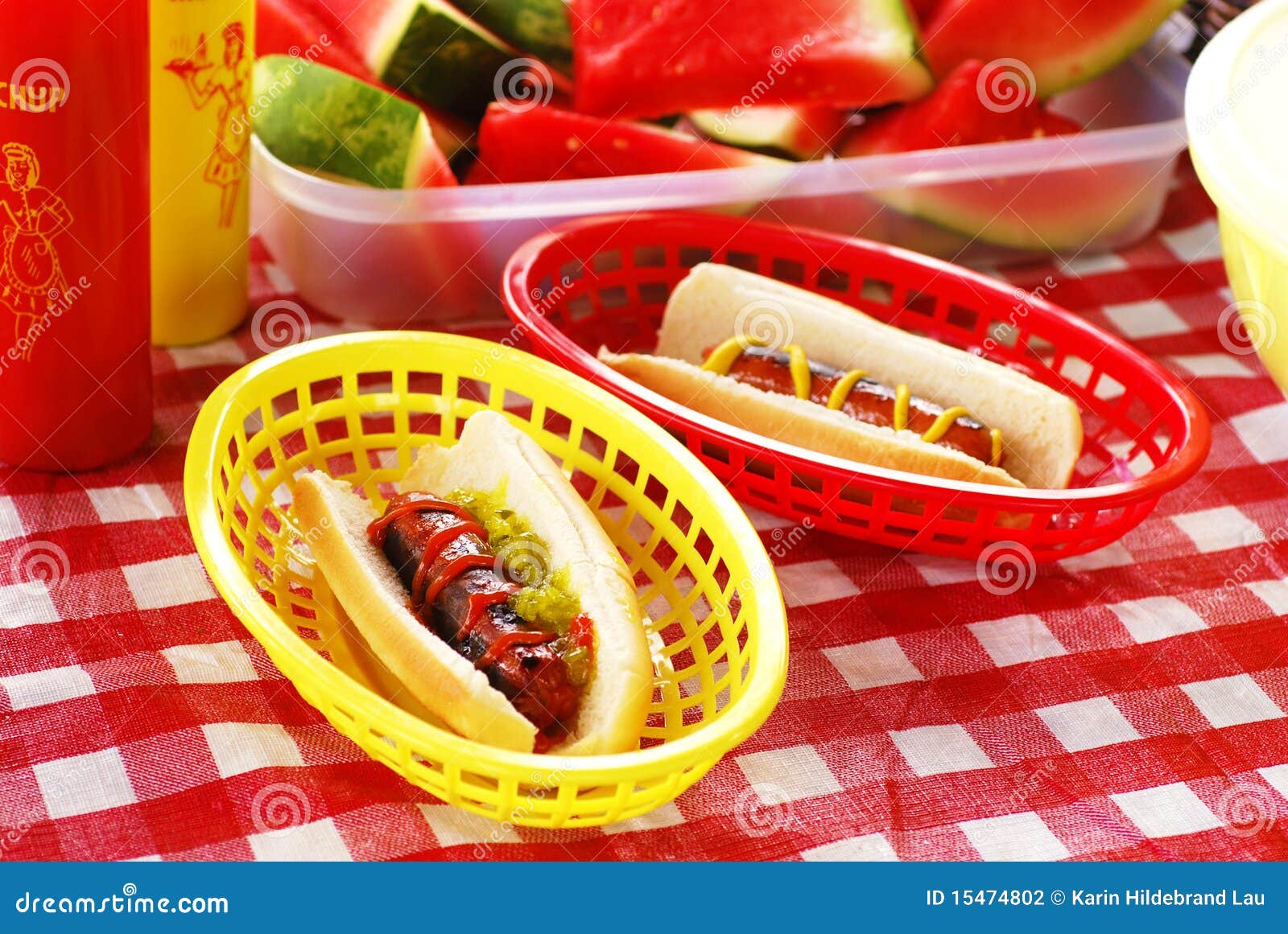 Hot Dog Picnic stock photo. Image of dish, junk, table 15474802