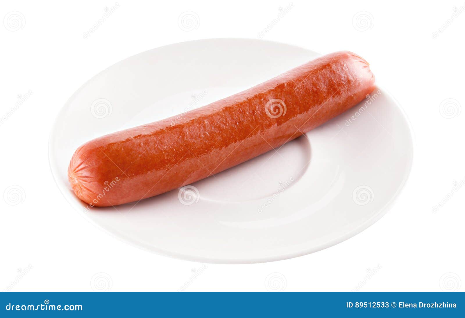Hot Dog Sausage on White Plate Stock Image Image of sausage, hotdog