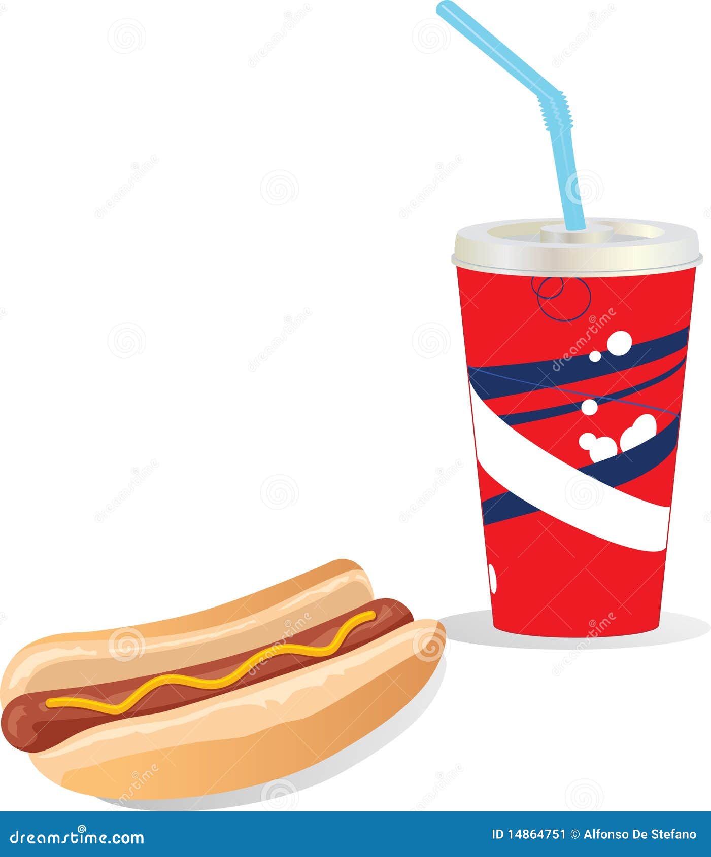 Hot dog and soft drink stock vector. Illustration of meat 14864751