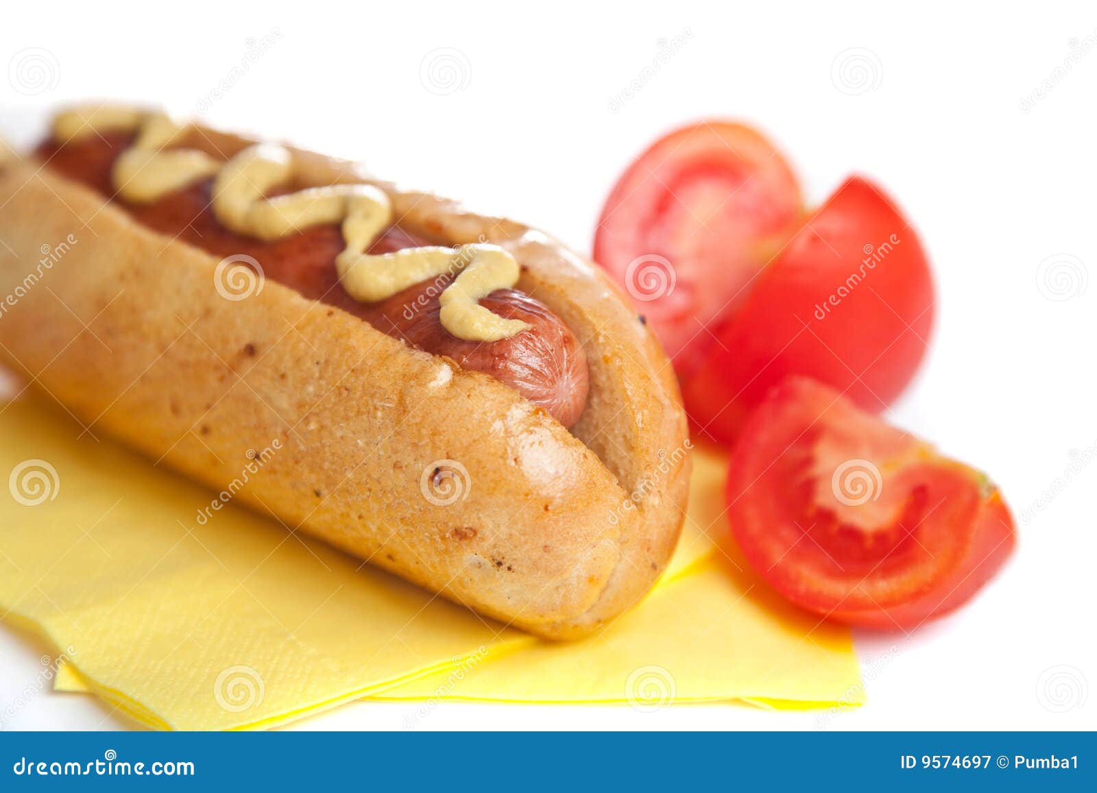 Hot dog with a tomato stock image. Image of fastfood, meal 9574697