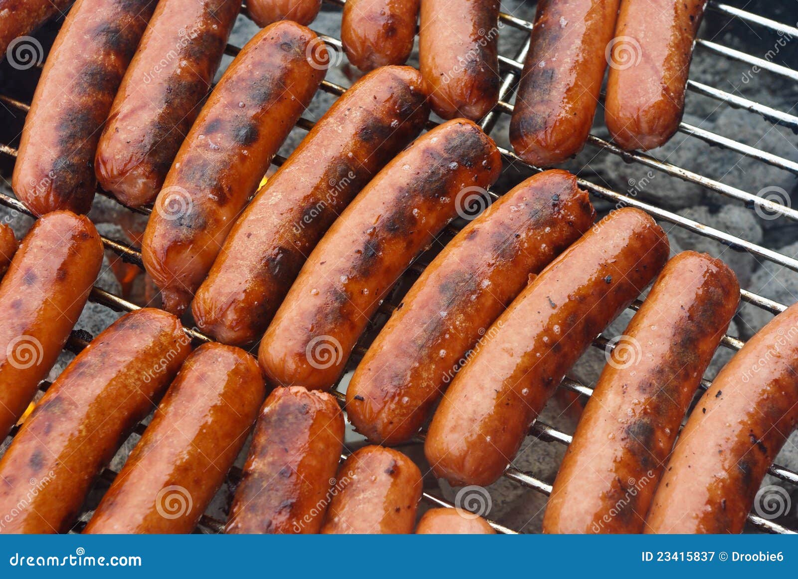 Hot Dogs on a Charcoal BBQ Grill Stock Image Image of orange, outdoor