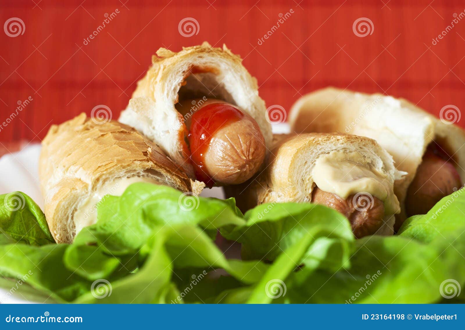 Hot Dogs with Ketchup and Mustard Stock Photo Image of traditional