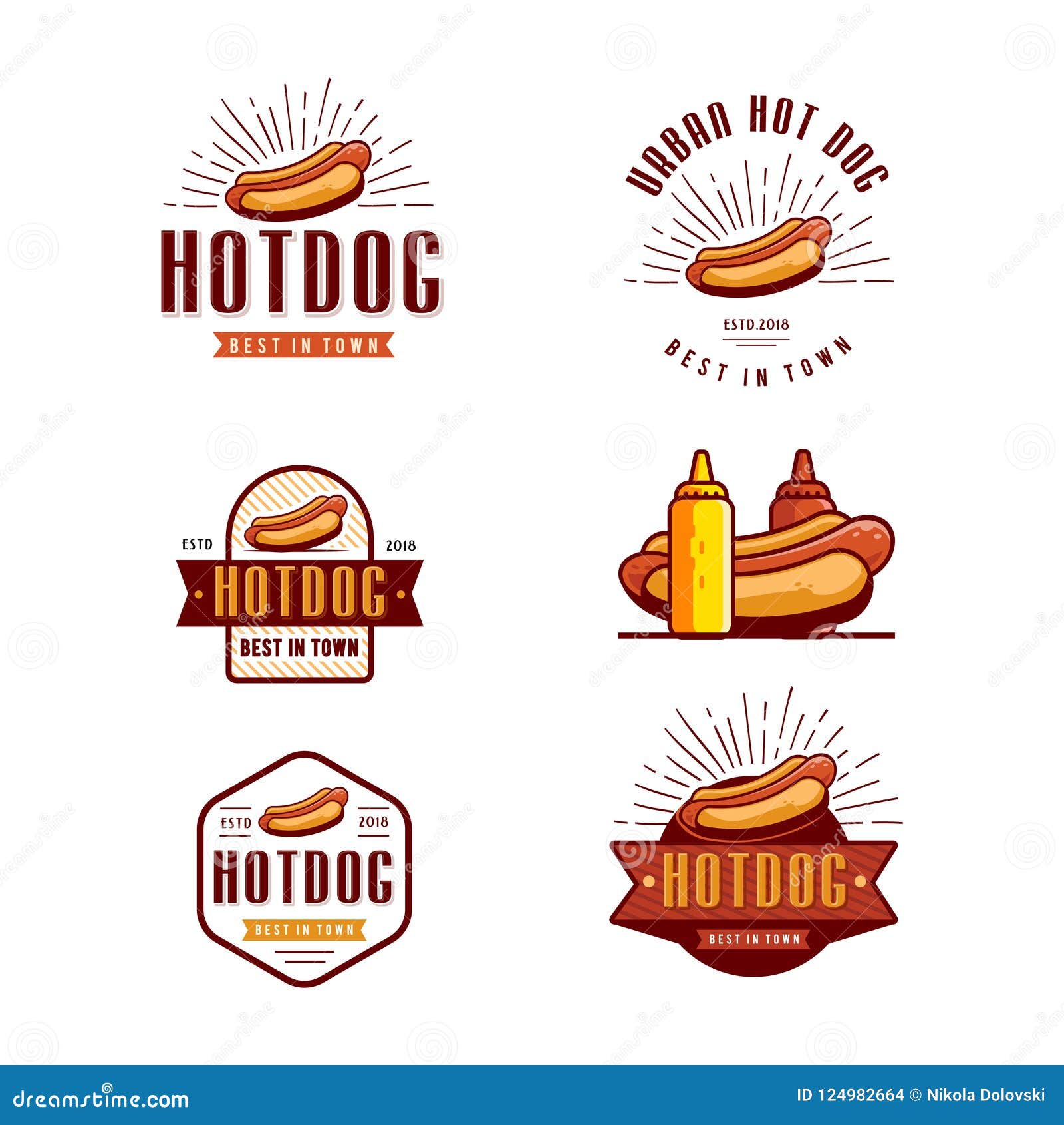 Four Hot Dog Street Food Logos Template Idea | lupon.gov.ph