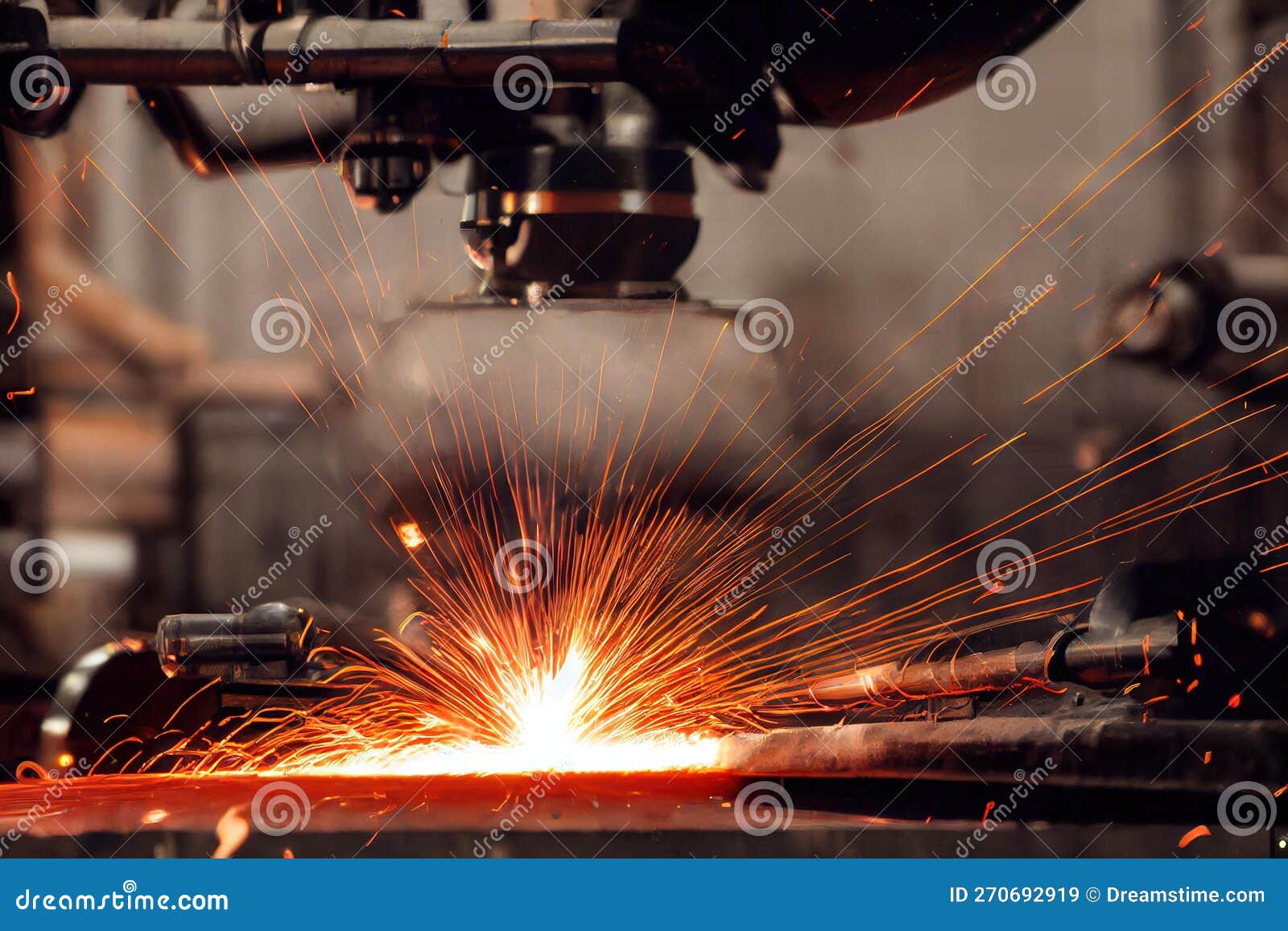 Hot Fiery Spray Flying from Metal during Welding Process. Stock Illustration Illustration of
