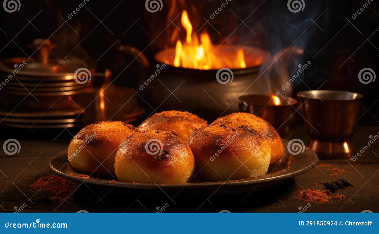 Hot fresh pastries stock photo. Image of food, sauce 291850924