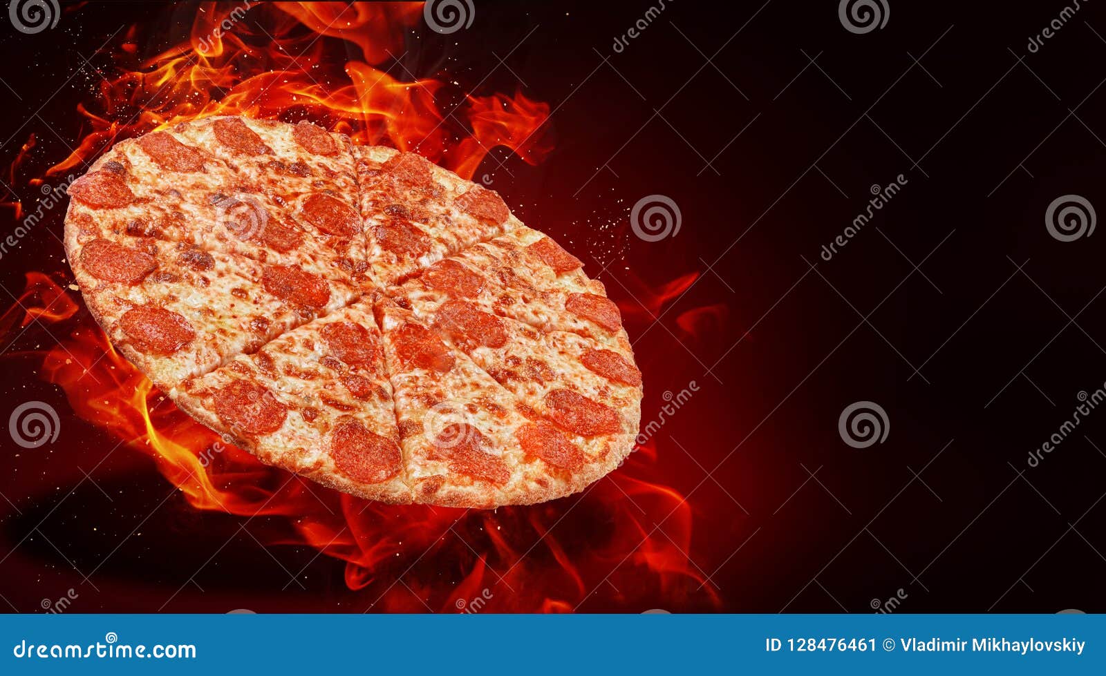 Hot Flames In Pizza Oven. Traditional Firewood Stone Wood Fired Pizza