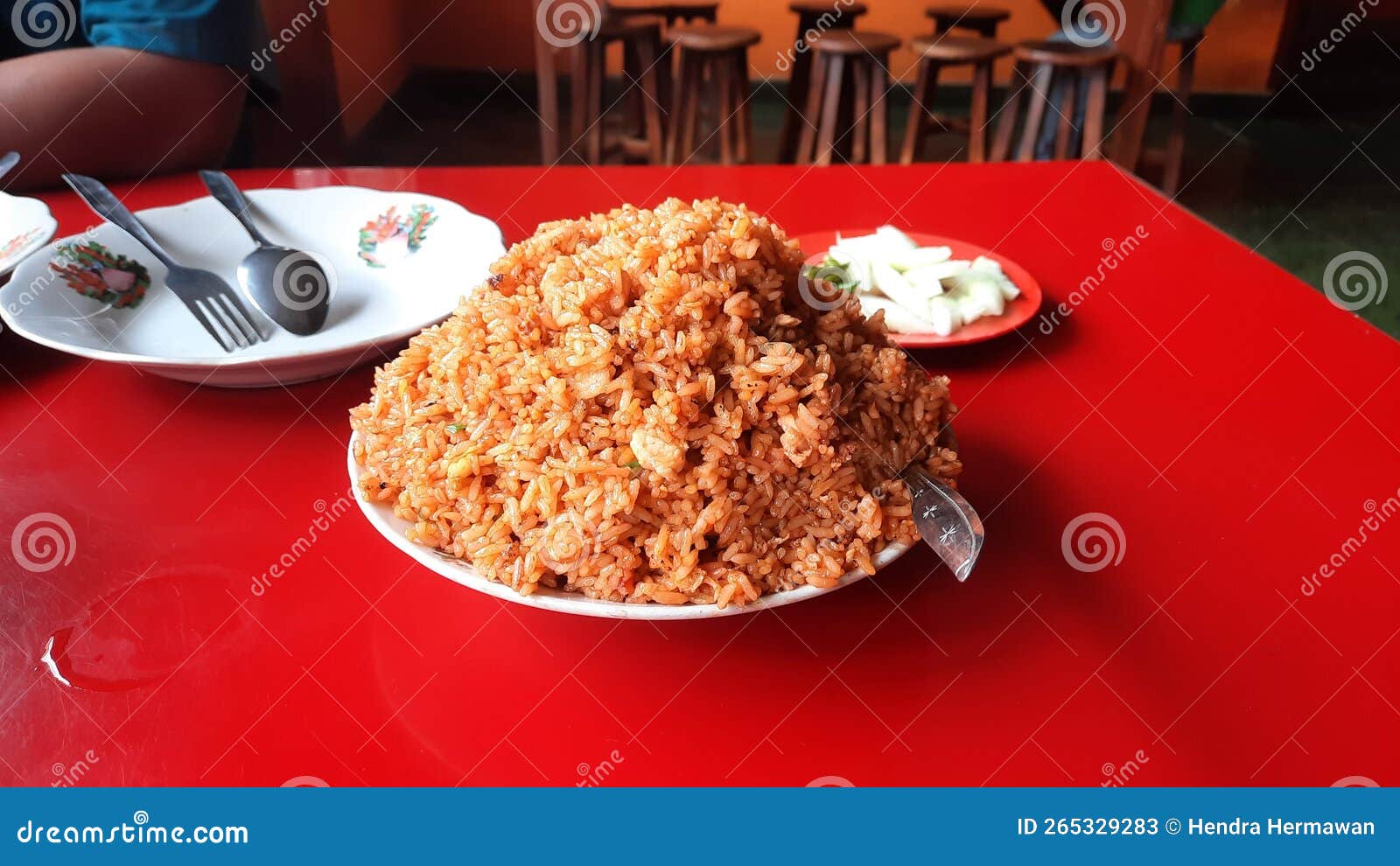 Hot fried rice on a plate stock image. Image of plate 265329283