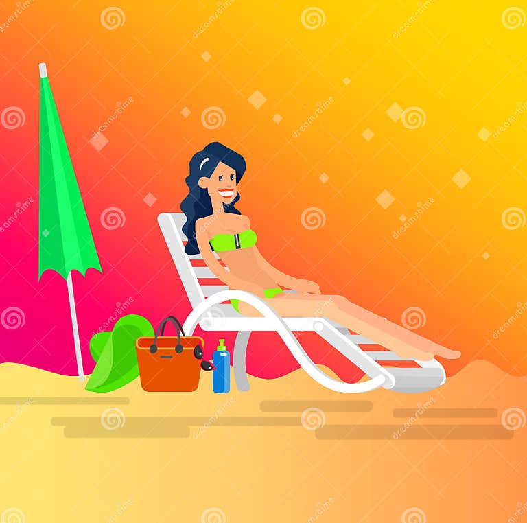 Hot Girl On A Beach Vector Illustration Stock Vector Illustration Of Vacation Person 71148650