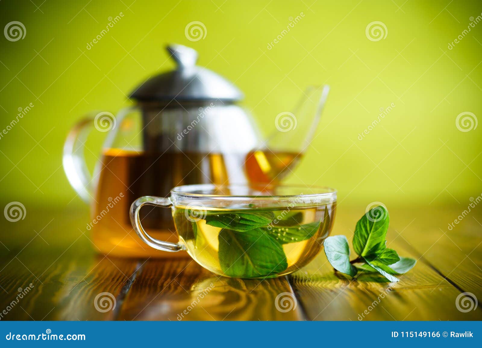 Hot Green Tea with Fresh Mint Stock Photo Image of japan, brown