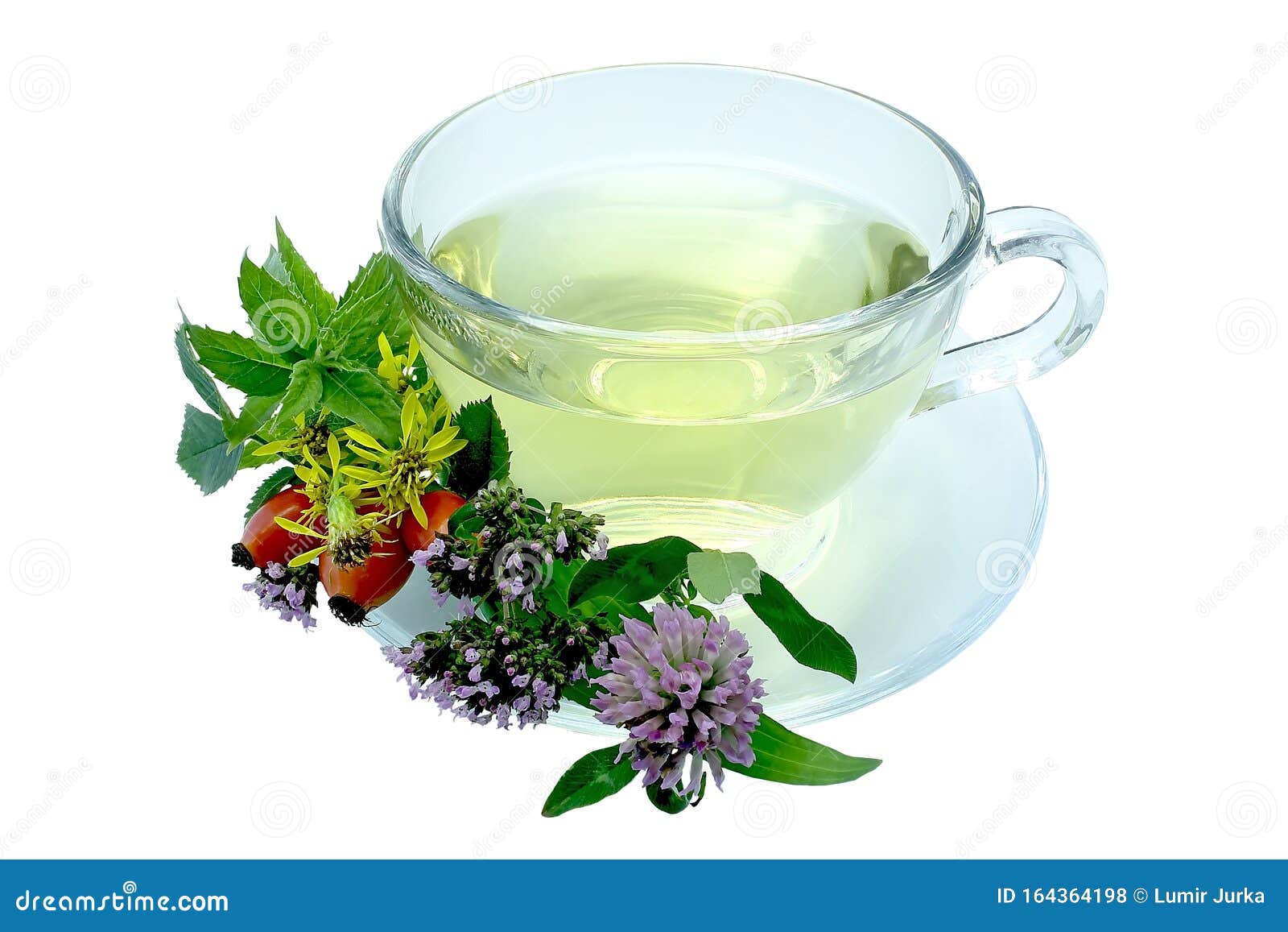 hot herbal tea in a glass cup