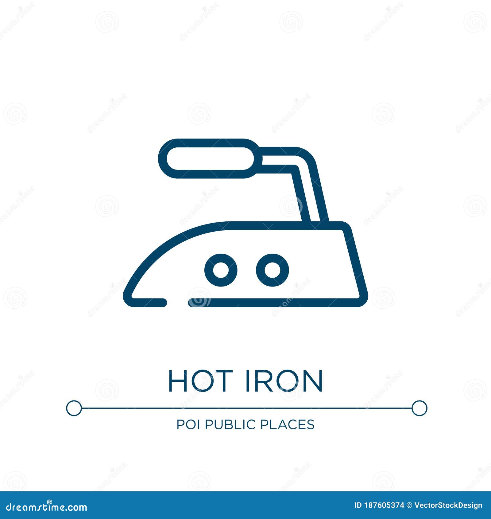 Hot Iron Icon. Linear Vector Illustration from Laundry Instructions