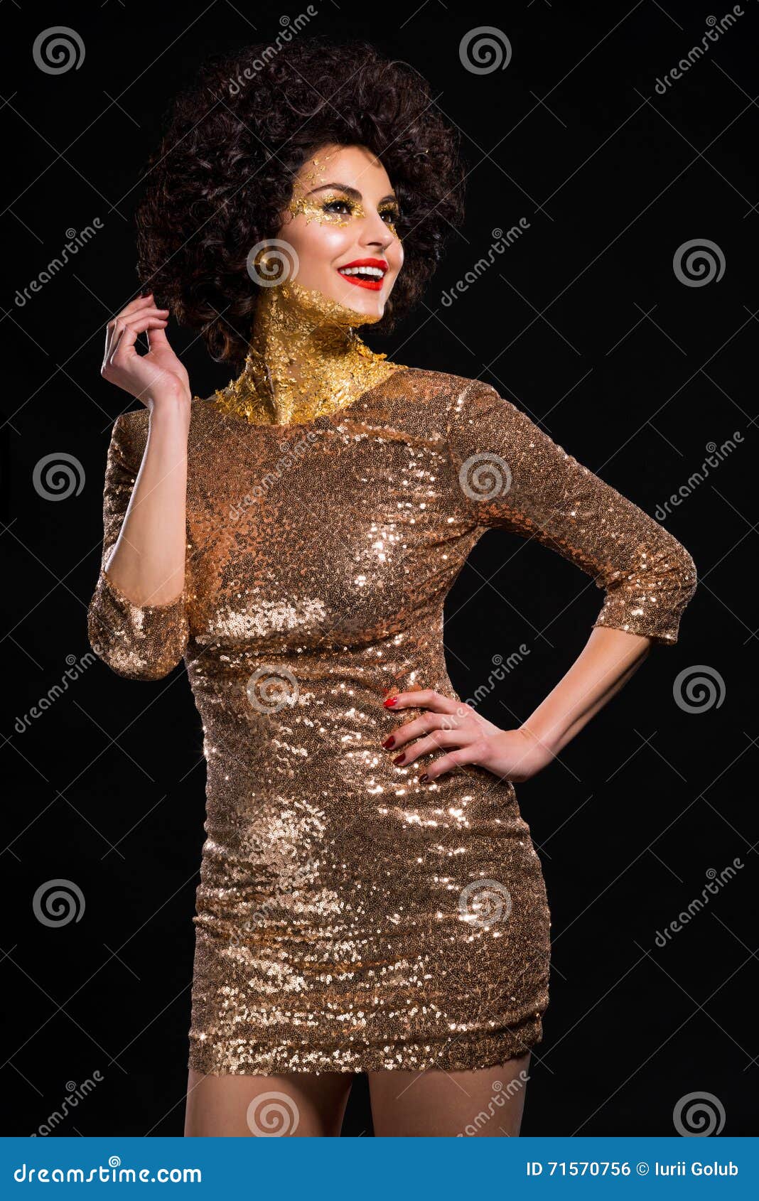 Hot lady in gold stock photo. Image of artistic, lady - 71570756