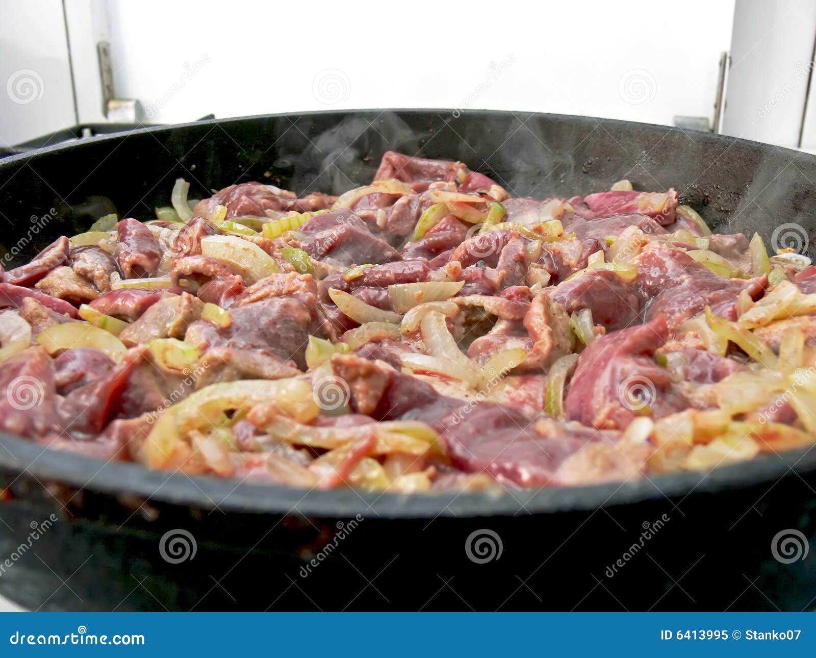 Hot liver with onion stock image. Image of cooker, diet 6413995