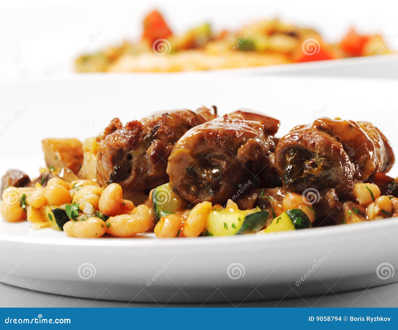 Hot Meat Dish Beef Roll on Vegetables Stock Photo Image of gourmet