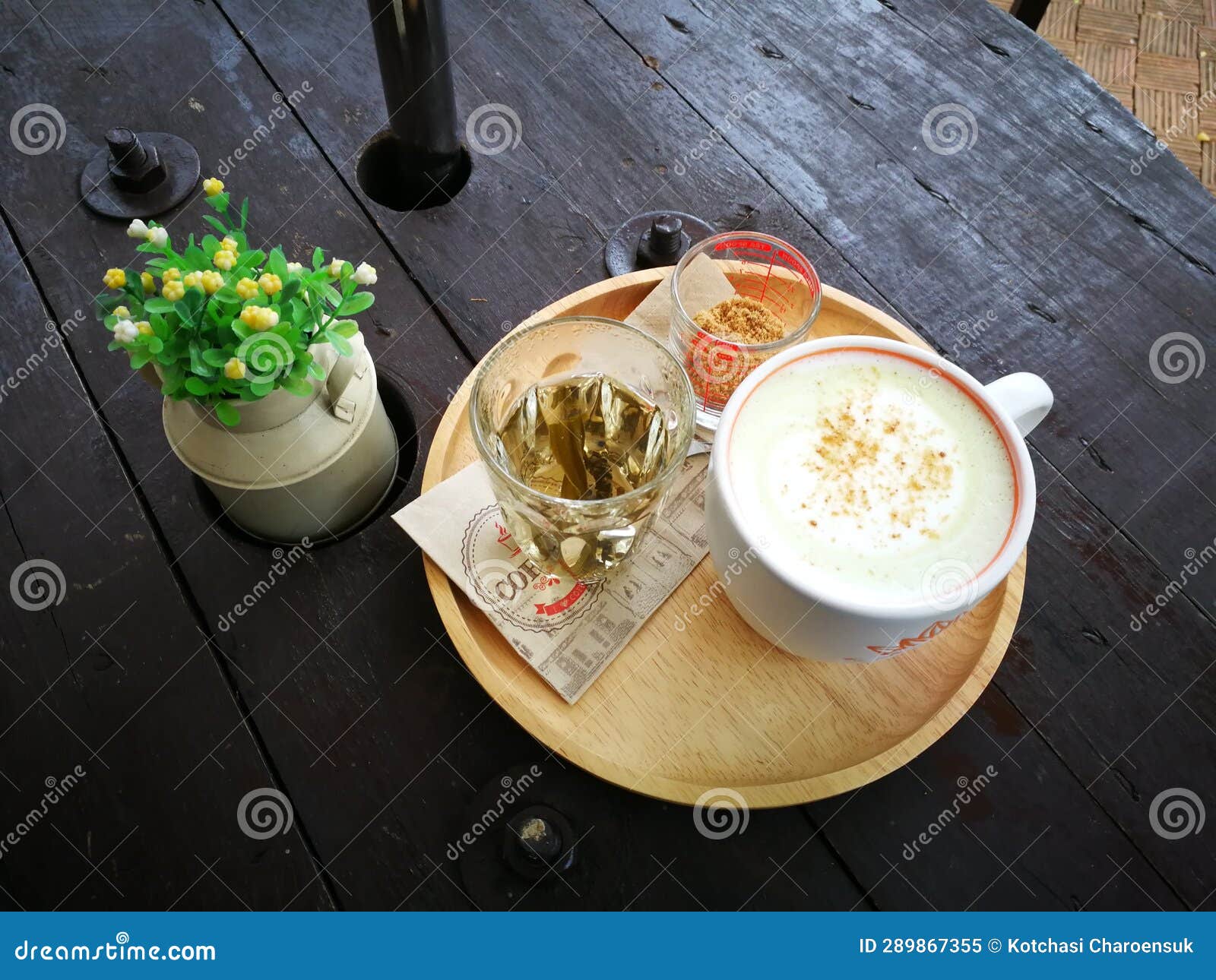 Hot milk green tea stock image. Image of milk, design 289867355