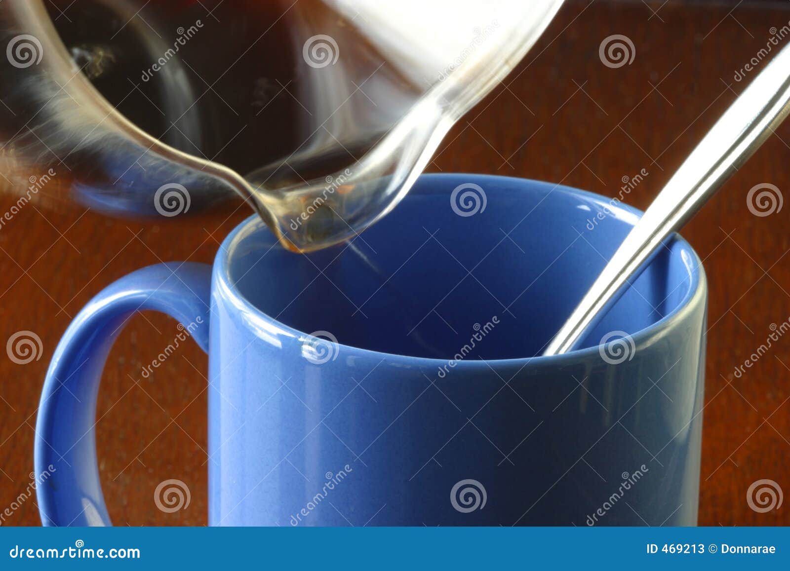 Hot Morning Coffee Being Poured in a Coffee Mug. Stock Illustration