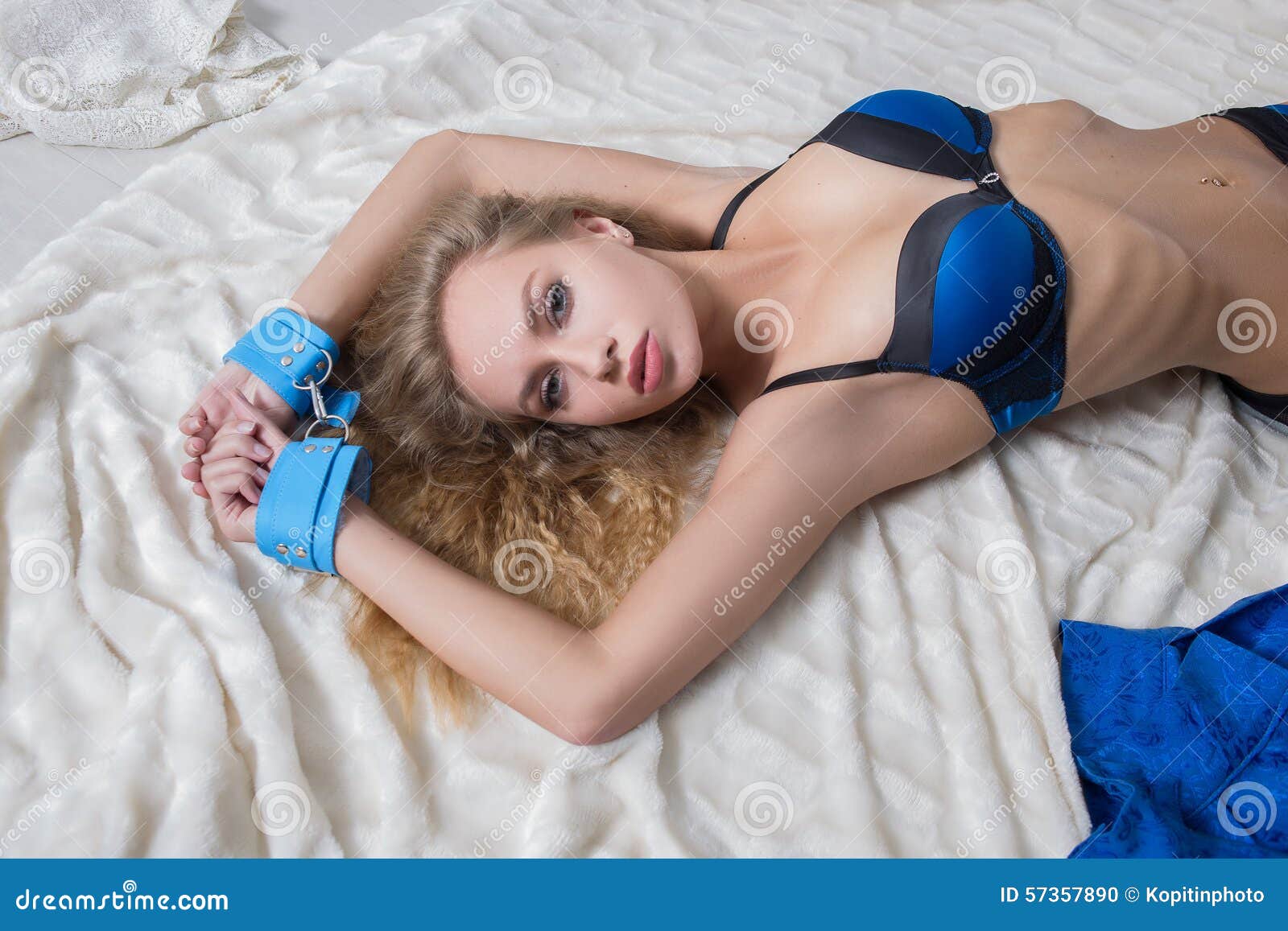Hot Naked Blond with Handcuffs Stock Photo