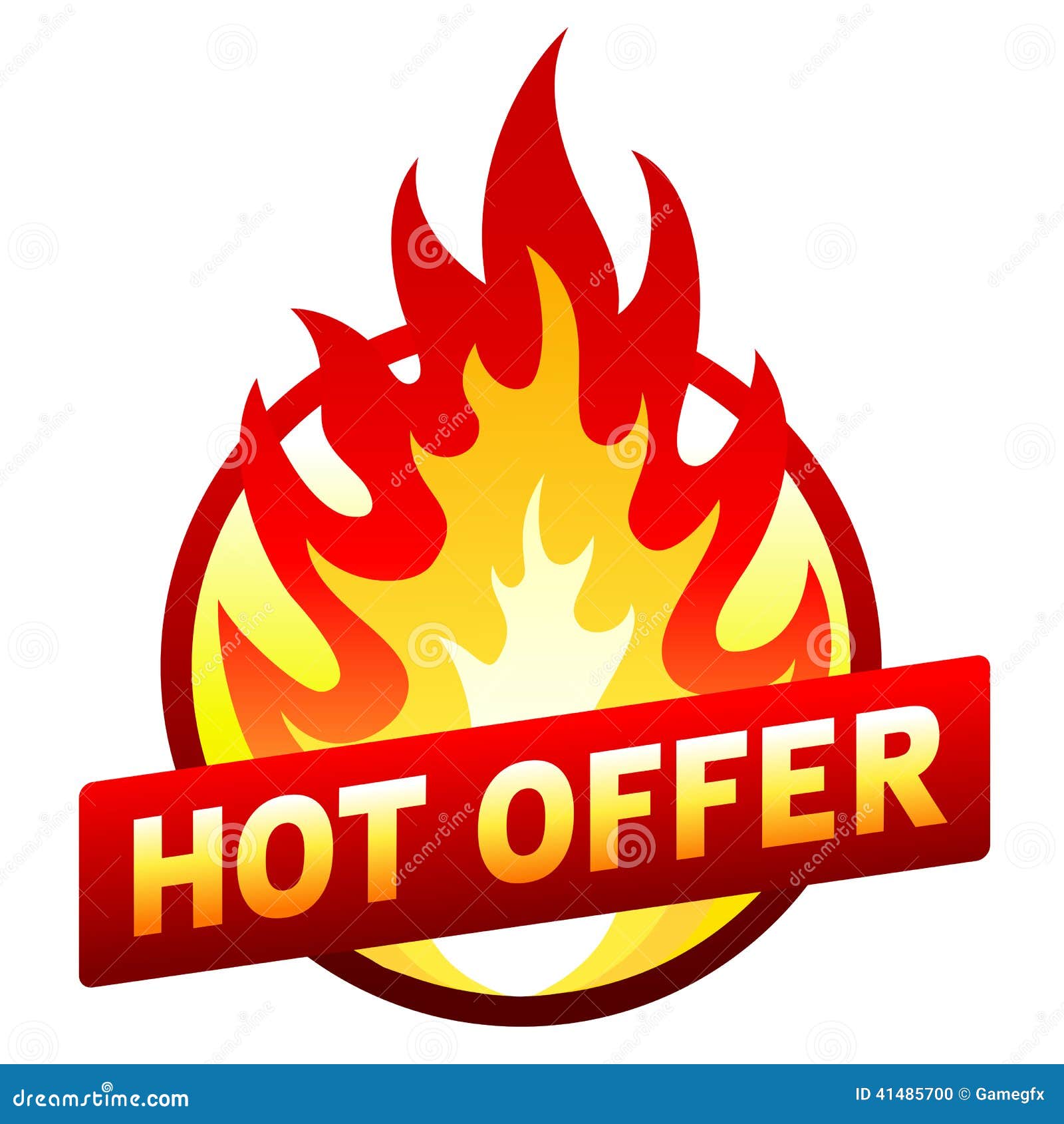 Isolated on white hot offer red price sticker badge with flame