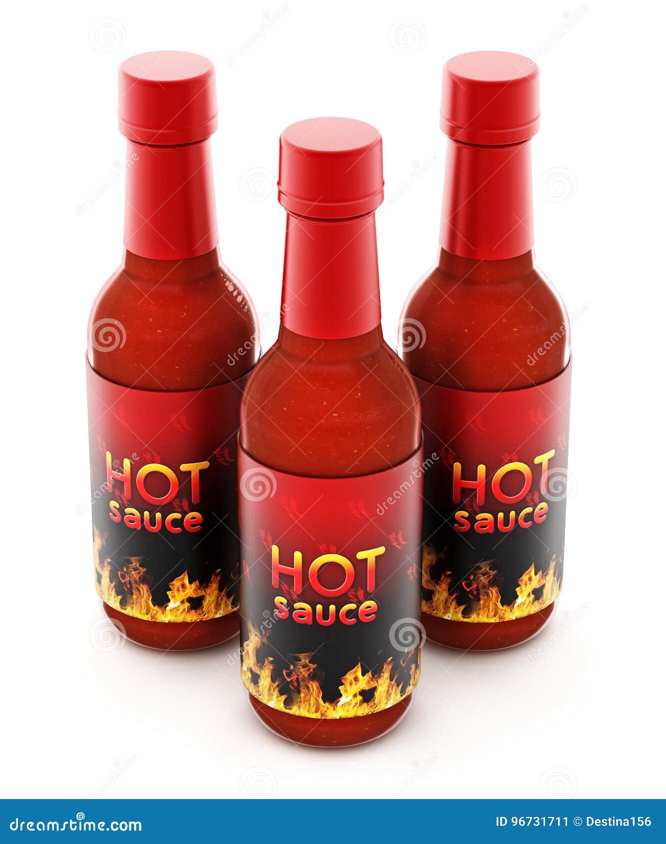 Hot Pepper Sauce Bottle Isolated on White Background. 3D Illustration